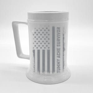 Tummy Ache Survivor IBS Stomach Ache US Flag Beer Stein