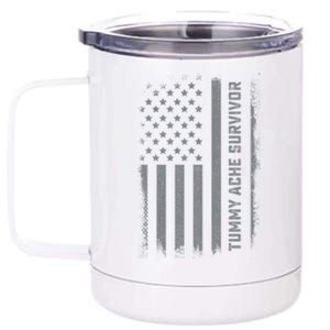 Tummy Ache Survivor IBS Stomach Ache US Flag 12 oz Stainless Steel Tumbler Cup