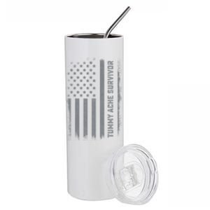 Tummy Ache Survivor IBS Stomach Ache US Flag Stainless Steel Tumbler