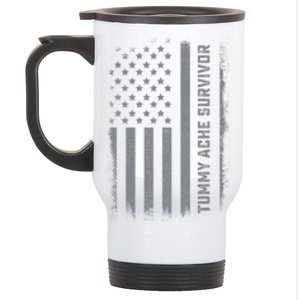 Tummy Ache Survivor IBS Stomach Ache US Flag Stainless Steel Travel Mug