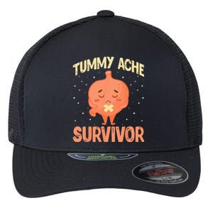 Tummy Ache Survivor Stomach Ache Recovery Funny Flexfit Unipanel Trucker Cap