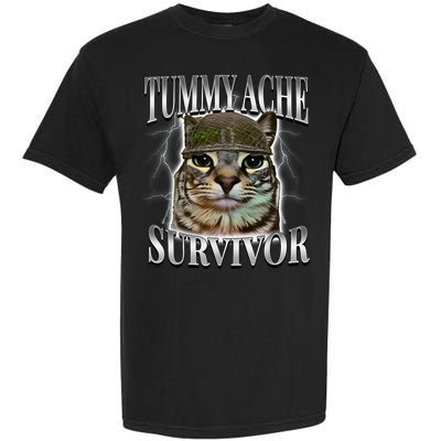 Tummy Ache Survivor Cat Meme Funny Saying Cats Animals  Garment-Dyed Heavyweight T-Shirt