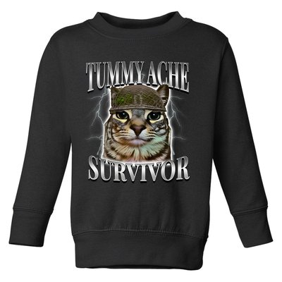 Tummy Ache Survivor Cat Meme Funny Saying Cats Animals  Toddler Sweatshirt