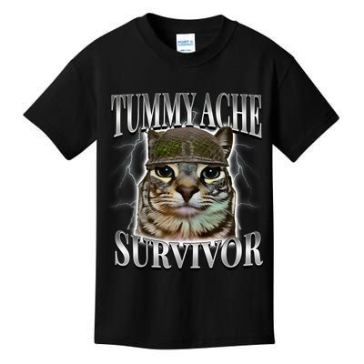 Tummy Ache Survivor Cat Meme Funny Saying Cats Animals  Kids T-Shirt