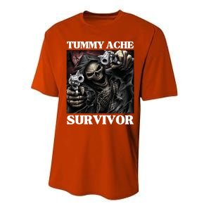 Tummy Ache Survivor Funny Cool Edgy Hard Skeleton Meme Performance Sprint T-Shirt