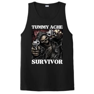 Tummy Ache Survivor Funny Cool Edgy Hard Skeleton Meme PosiCharge Competitor Tank