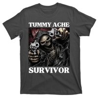 Tummy Ache Survivor Funny Cool Edgy Hard Skeleton Meme T-Shirt