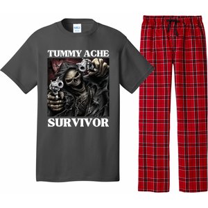 Tummy Ache Survivor Funny Cool Edgy Hard Skeleton Meme Pajama Set