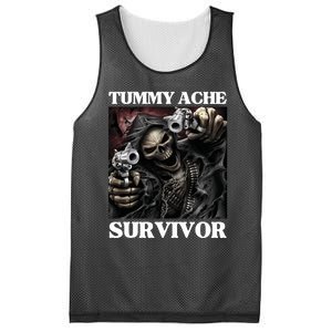 Tummy Ache Survivor Funny Cool Edgy Hard Skeleton Meme Mesh Reversible Basketball Jersey Tank