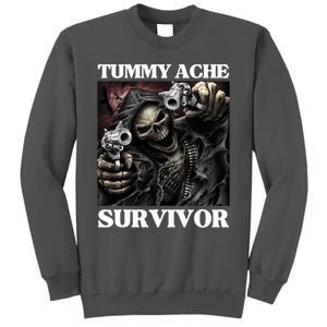 Tummy Ache Survivor Funny Cool Edgy Hard Skeleton Meme Tall Sweatshirt