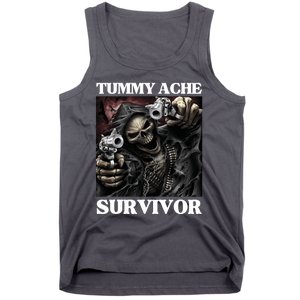 Tummy Ache Survivor Funny Cool Edgy Hard Skeleton Meme Tank Top