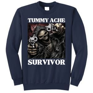 Tummy Ache Survivor Funny Cool Edgy Hard Skeleton Meme Sweatshirt