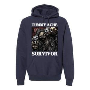 Tummy Ache Survivor Funny Cool Edgy Hard Skeleton Meme Premium Hoodie