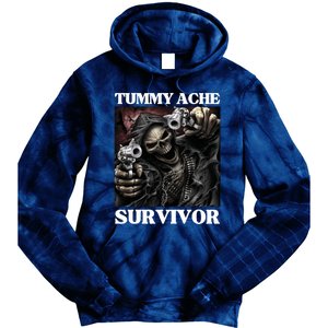 Tummy Ache Survivor Funny Cool Edgy Hard Skeleton Meme Tie Dye Hoodie