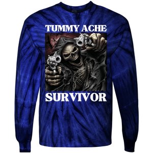 Tummy Ache Survivor Funny Cool Edgy Hard Skeleton Meme Tie-Dye Long Sleeve Shirt