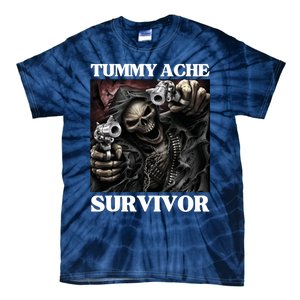 Tummy Ache Survivor Funny Cool Edgy Hard Skeleton Meme Tie-Dye T-Shirt