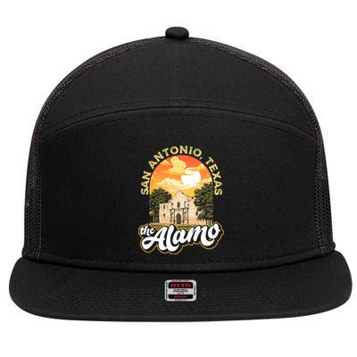 The Alamo San Antonio Texas Mission Vintage Retro Remember 7 Panel Mesh Trucker Snapback Hat