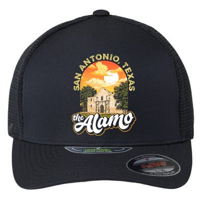 The Alamo San Antonio Texas Mission Vintage Retro Remember Flexfit Unipanel Trucker Cap