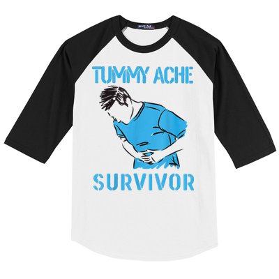 Tummy Ache Survivor Shirt Stomachache IBS Funny Women Baseball Sleeve Shirt