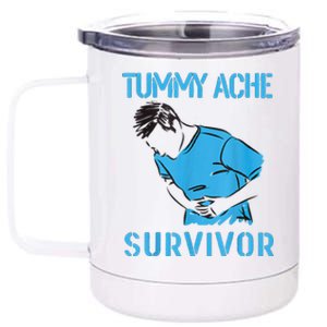 Tummy Ache Survivor Shirt Stomachache IBS Funny Women 12 oz Stainless Steel Tumbler Cup