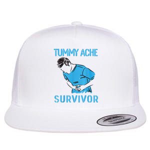 Tummy Ache Survivor Shirt Stomachache IBS Funny Women Flat Bill Trucker Hat