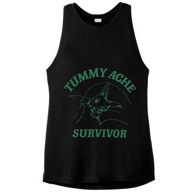 Tummy Ache Survivor Funny Rabbit Meme Bunny Lover Ladies PosiCharge Tri-Blend Wicking Tank