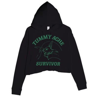 Tummy Ache Survivor Funny Rabbit Meme Bunny Lover Crop Fleece Hoodie