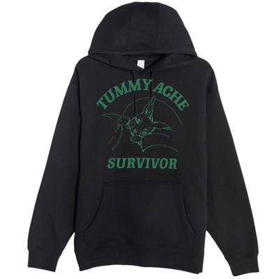 Tummy Ache Survivor Funny Rabbit Meme Bunny Lover Premium Pullover Hoodie