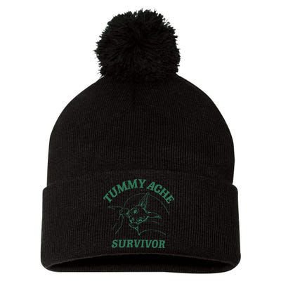 Tummy Ache Survivor Funny Rabbit Meme Bunny Lover Pom Pom 12in Knit Beanie