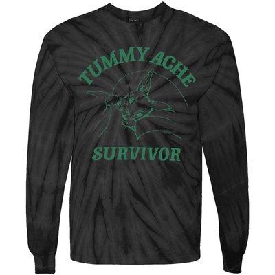 Tummy Ache Survivor Funny Rabbit Meme Bunny Lover Tie-Dye Long Sleeve Shirt