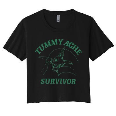 Tummy Ache Survivor Funny Rabbit Meme Bunny Lover Crop Top