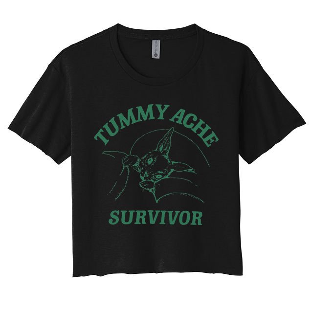 Tummy Ache Survivor Funny Rabbit Meme Bunny Lover Crop Top