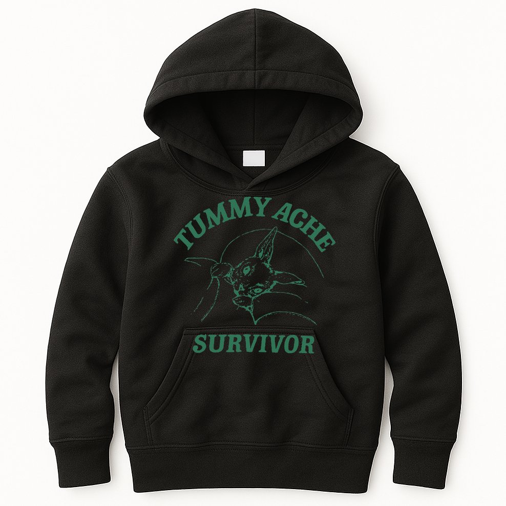 Tummy Ache Survivor Funny Rabbit Meme Bunny Lover Kids Hoodie
