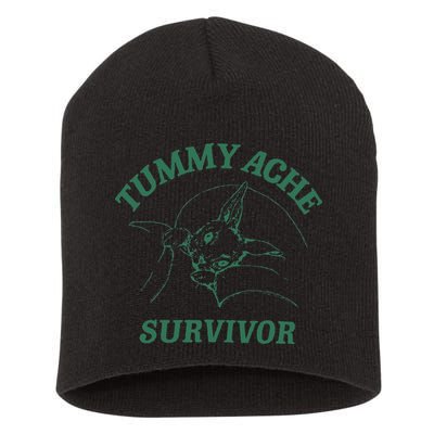 Tummy Ache Survivor Funny Rabbit Meme Bunny Lover Short Acrylic Beanie