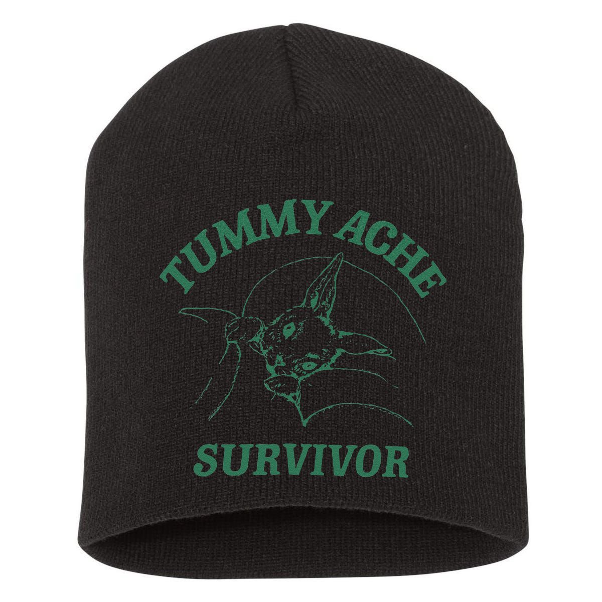 Tummy Ache Survivor Funny Rabbit Meme Bunny Lover Short Acrylic Beanie