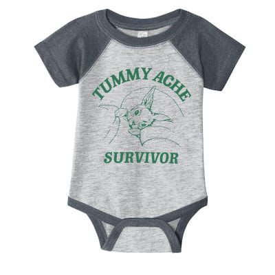 Tummy Ache Survivor Funny Rabbit Meme Bunny Lover Infant Baby Jersey Bodysuit