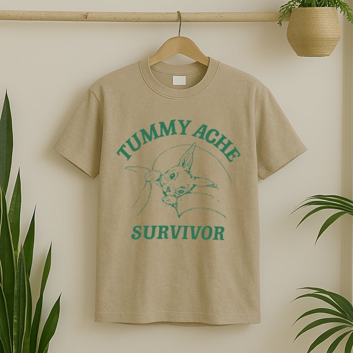 Tummy Ache Survivor Funny Rabbit Meme Bunny Lover T-Shirt