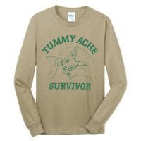 Tummy Ache Survivor Funny Rabbit Meme Bunny Lover Tall Long Sleeve T-Shirt