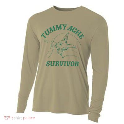 Tummy Ache Survivor Funny Rabbit Meme Bunny Lover Cooling Performance Long Sleeve Crew