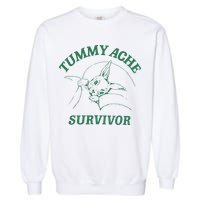 Tummy Ache Survivor Funny Rabbit Meme Bunny Lover Garment-Dyed Sweatshirt