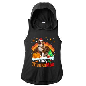 Thanksgiving Australian Shepherd Happy Christmas Aussie Gift Ladies PosiCharge Tri-Blend Wicking Draft Hoodie Tank