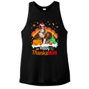 Thanksgiving Australian Shepherd Happy Christmas Aussie Gift Ladies PosiCharge Tri-Blend Wicking Tank