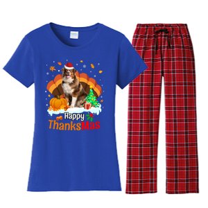 Thanksgiving Australian Shepherd Happy Christmas Aussie Gift Women's Flannel Pajama Set