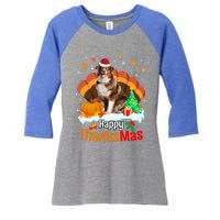 Thanksgiving Australian Shepherd Happy Christmas Aussie Gift Women's Tri-Blend 3/4-Sleeve Raglan Shirt