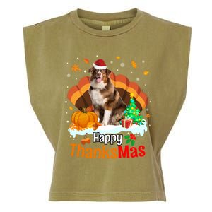 Thanksgiving Australian Shepherd Happy Christmas Aussie Gift Garment-Dyed Women's Muscle Tee