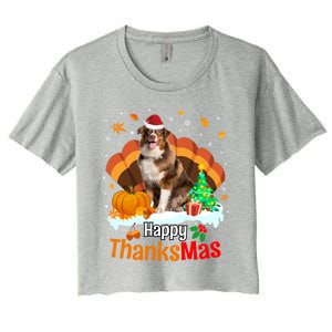 Thanksgiving Australian Shepherd Happy Christmas Aussie Gift Women's Crop Top Tee