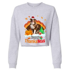 Thanksgiving Australian Shepherd Happy Christmas Aussie Gift Cropped Pullover Crew