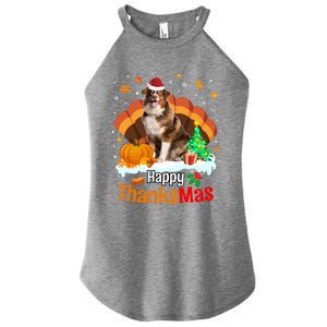 Thanksgiving Australian Shepherd Happy Christmas Aussie Gift Women's Perfect Tri Rocker Tank