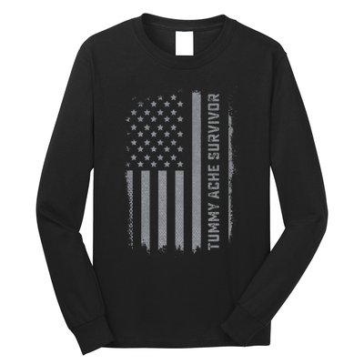 Tummy Ache Survivor Ibs Stomach Ache Us Flag Long Sleeve Shirt