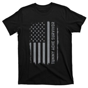 Tummy Ache Survivor Ibs Stomach Ache Us Flag T-Shirt